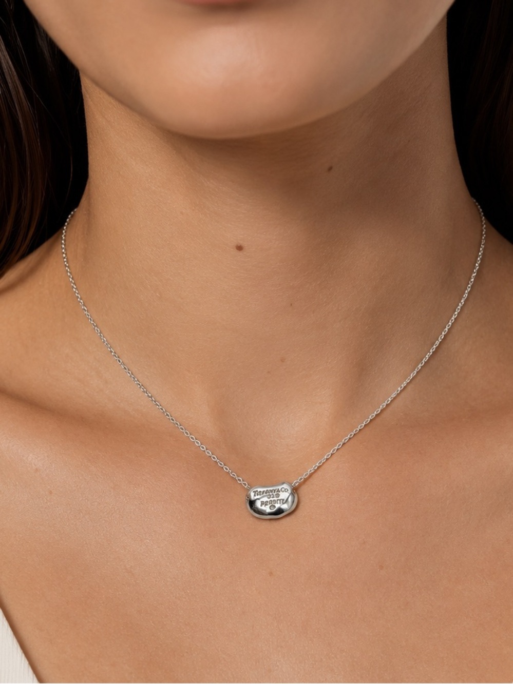 Tiffany & Co. Sterling Silver Mini Bean Necklace